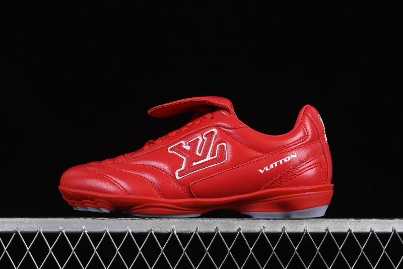 Louis Vuitton Footprint Soccer Low-Top Lifestyle Sneakers Round Toe Lace-Up Casual Shoes Red - AJF6