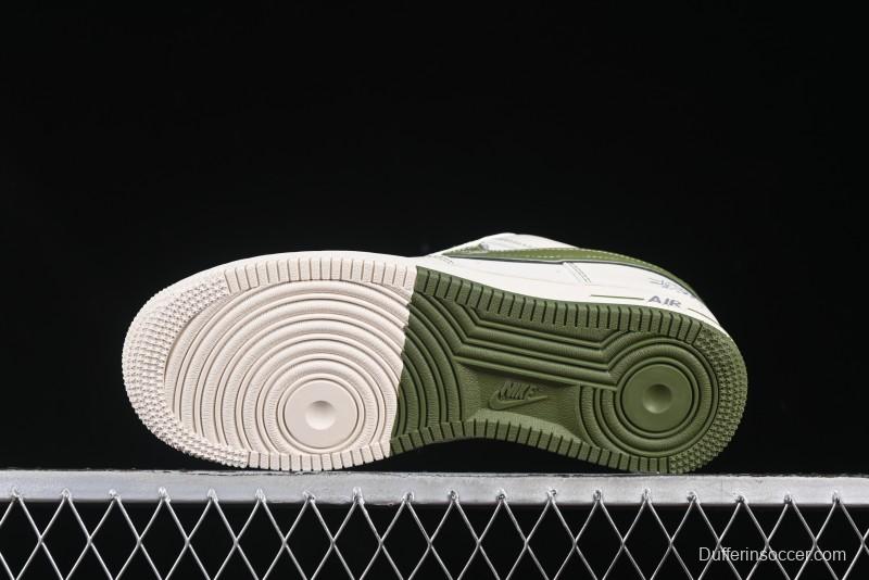 Nike Air Force 1 '07 Low Stussy Collaboration Dual-Tone Beige Green Casual Sneakers with Strap - XS1958-525