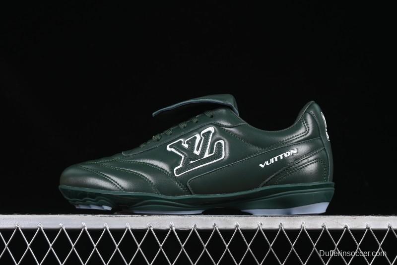 Louis Vuitton Footprint Soccer 2025 Spring Summer Collection Round Toe Lace-Up Low Top Lifestyle Casual Shoes - D.GREEN