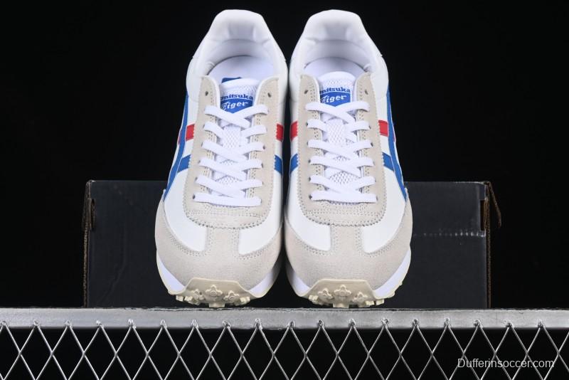 Onitsuka Tiger Vintage Runner Sneakers - White/Grey with Blue & Red Accents