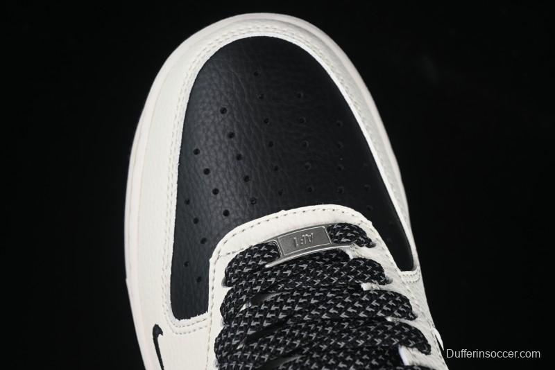 Nike Air Force 1 '07 Low Supreme Collaboration Beige Black Spliced Casual Sneakers with Strap - HH7518-056