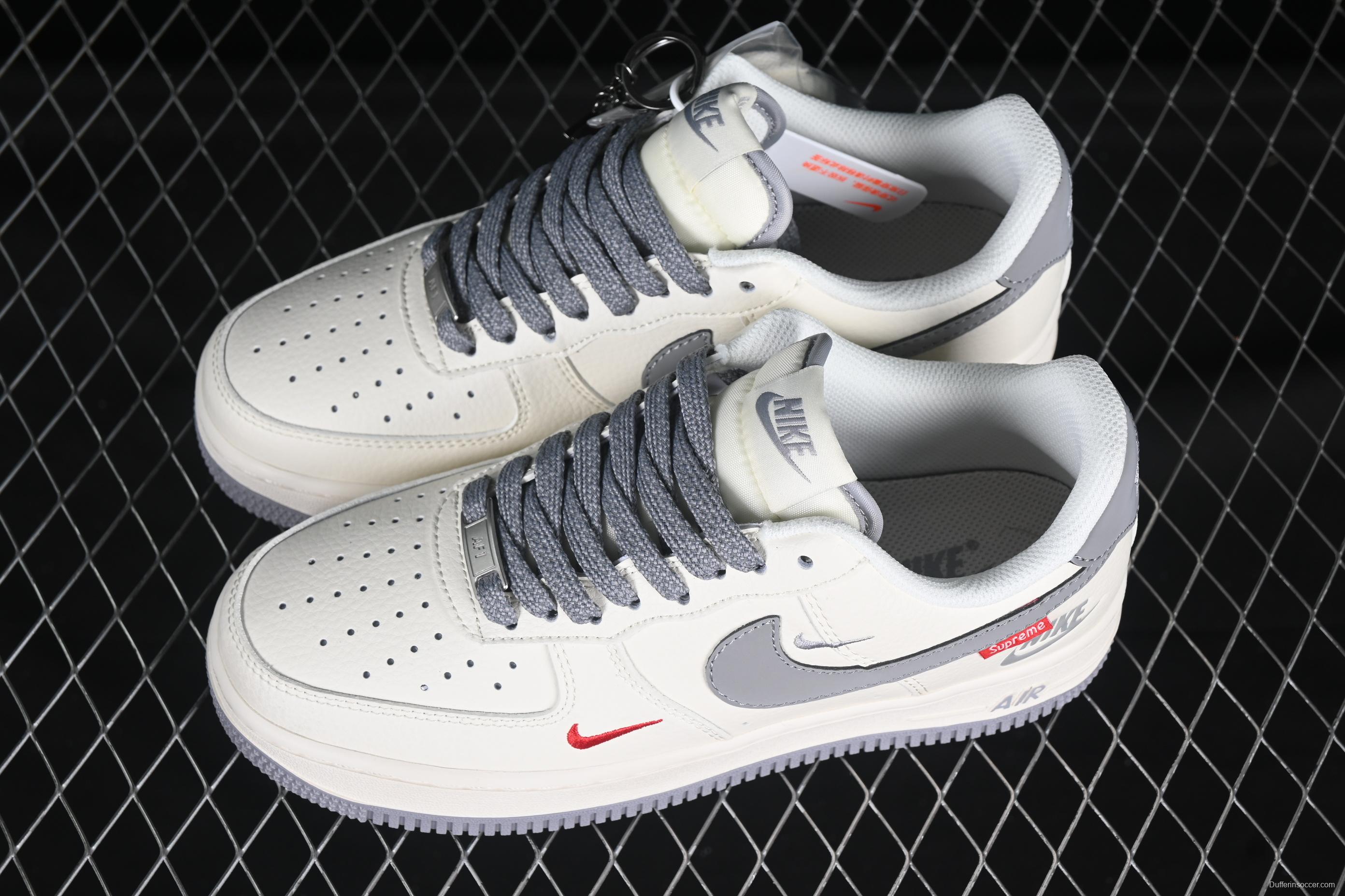 Nike Air Force 1 '07 Low Supreme Collaboration Casual Sneakers with Red Swoosh - HH7518-039