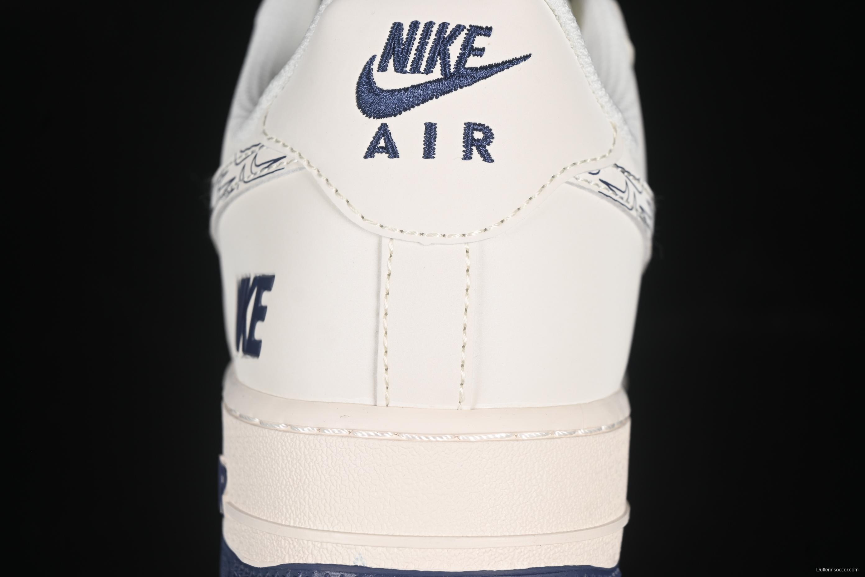 Nike Air Force 1'07 Low Collaboration Sneakers in Dark Blue with Mini Swoosh Logo - HH7518-047