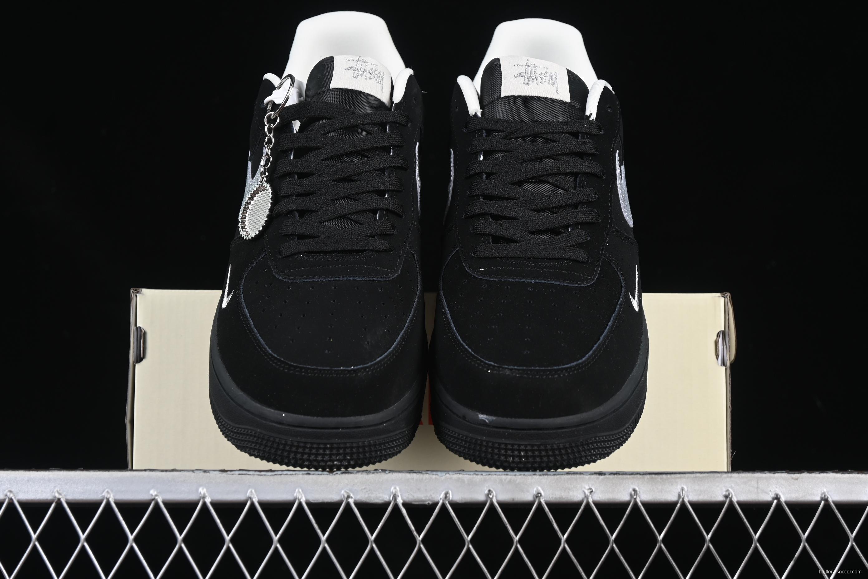 Nike Air Force 1 '07 Low Stussy Collaboration Silver Swoosh Starry Sky Casual Sneakers - DF0188-043