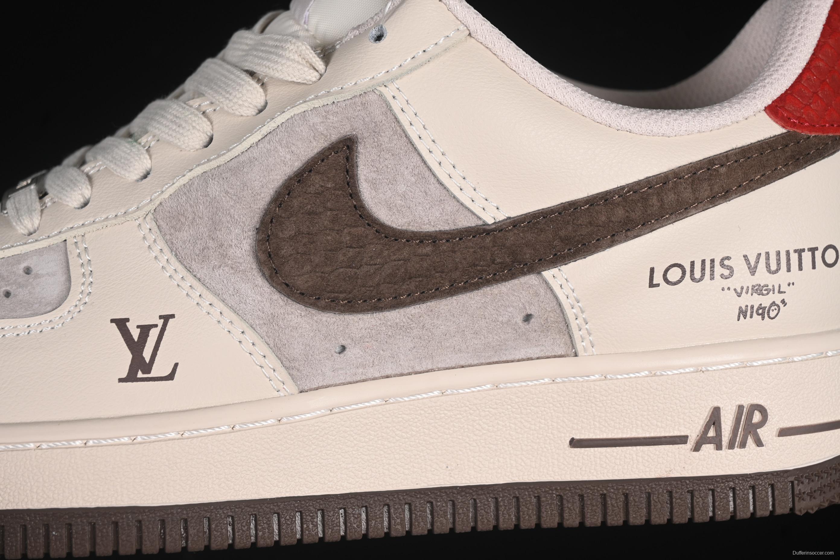 Nike Air Force 1'07 Low LV Collaboration Tan Brown Red Sole Casual Sneakers - XX3168-129