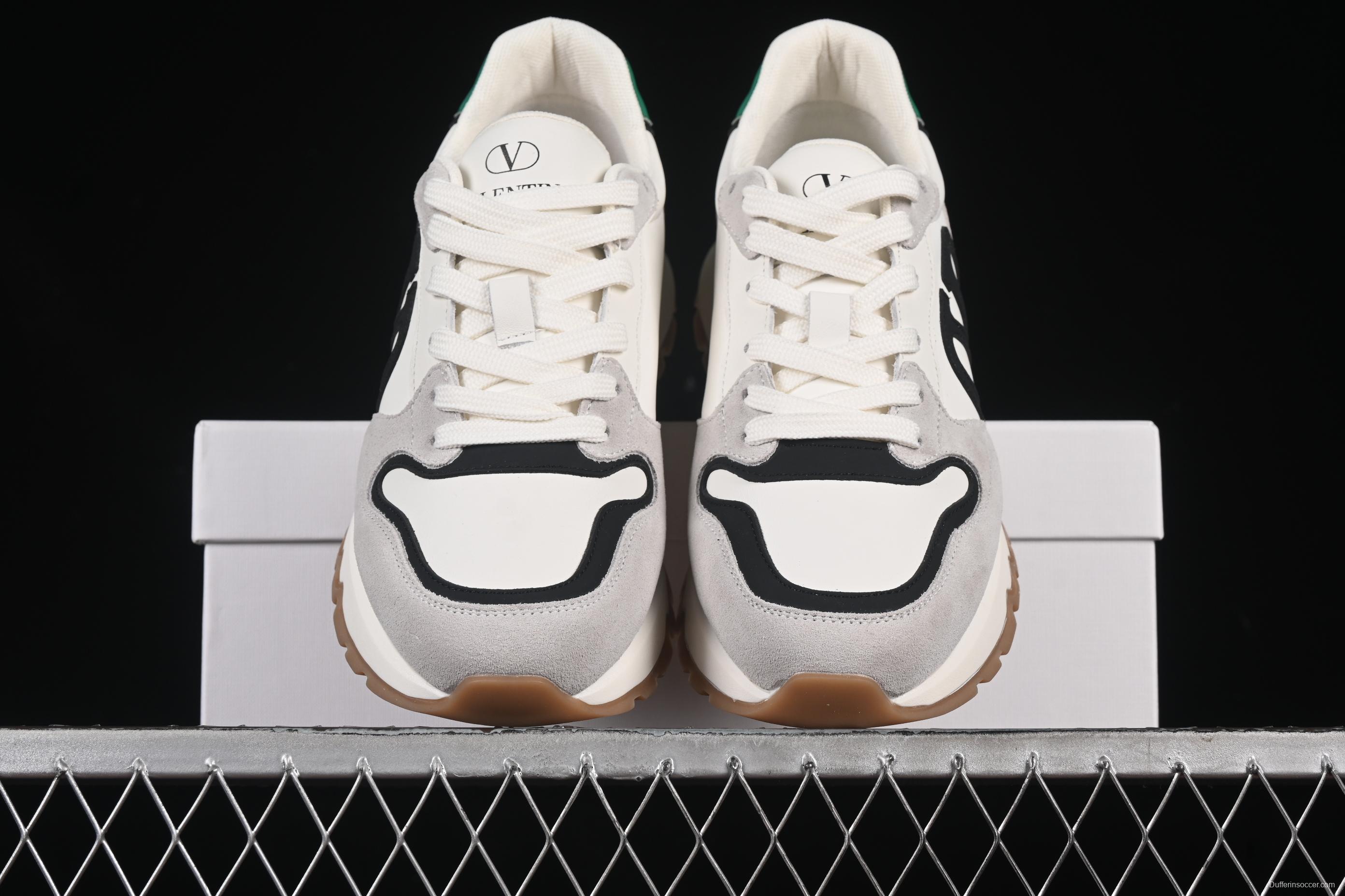 Valentino Punk Style Stitch Pattern Soft Lambskin Comfortable Lace-Up Low-Top Casual Running Shoes - MBH8