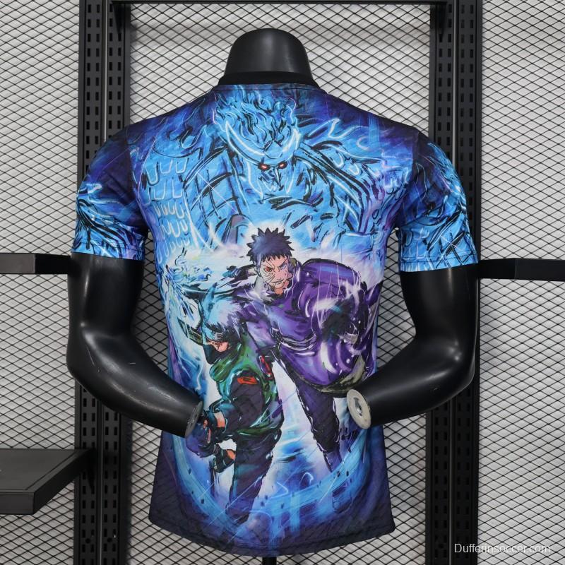 Player Version 2025 Japan Blue with Anime Combat Scene Design Jersey