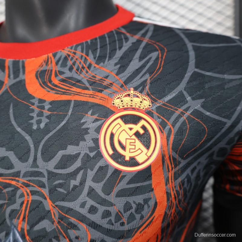 Player Version 25/26 Real Madrid Black with Dragon Design Jersey