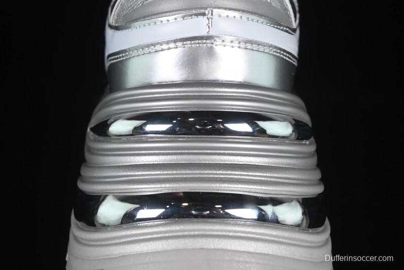 GG-CC Chunky Low Casual Fashion Sneakers with Thick Sole and Height Increasing Design - 2607 Silver