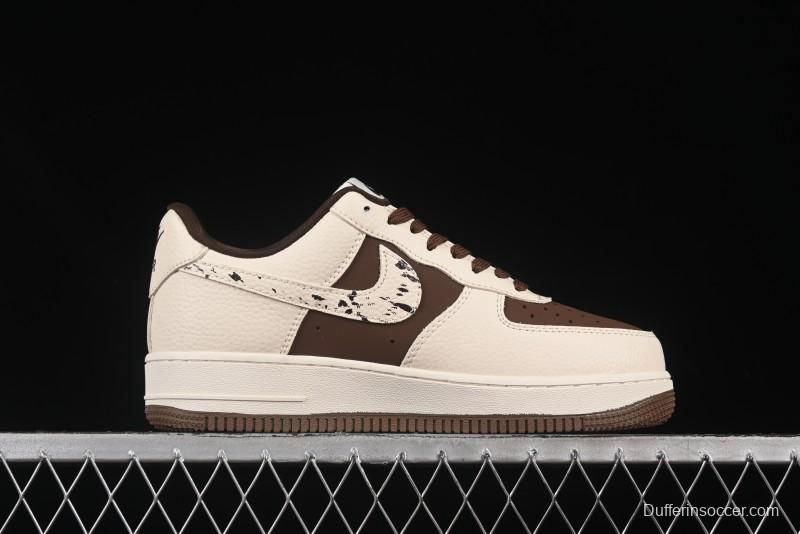 Nike Air Force 1 '07 Low BAPE Collaboration Beige Brown Graffiti Swoosh Casual Sneakers - DF0188-061