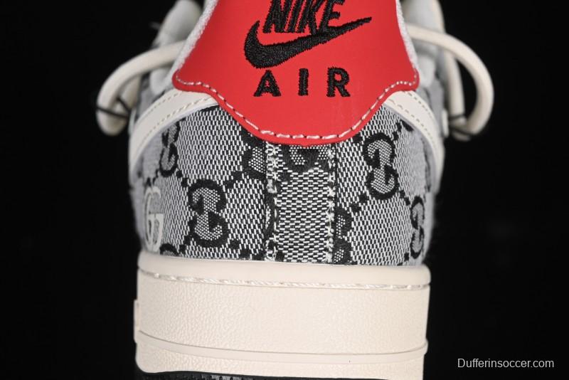 Nike Air Force 1'07 Low Gucci Collaboration Grey Pattern Drawstring Casual Sneakers - YX5066-319