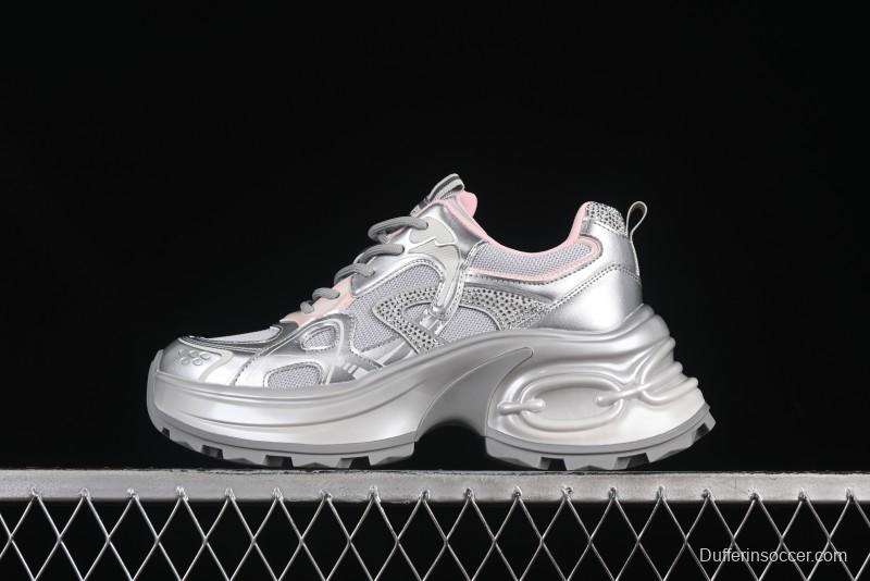 GG-CC 25ss New Platform Chunky Sneakers with 7CM Height Increase and Irregular Design - 668-2 Silver