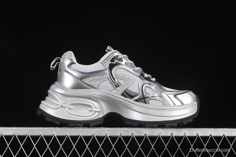 GG-CC 25ss New Platform Chunky Sneakers with 7CM Height Increase and Irregular Design - 668-2 Black