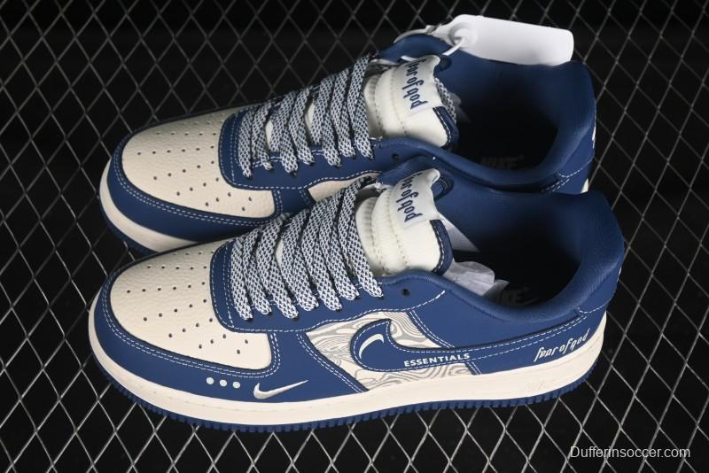 Nike Air Force 1'07 Low FOG Collaboration Beige Blue Ripple Casual Sneakers - KK1988-079