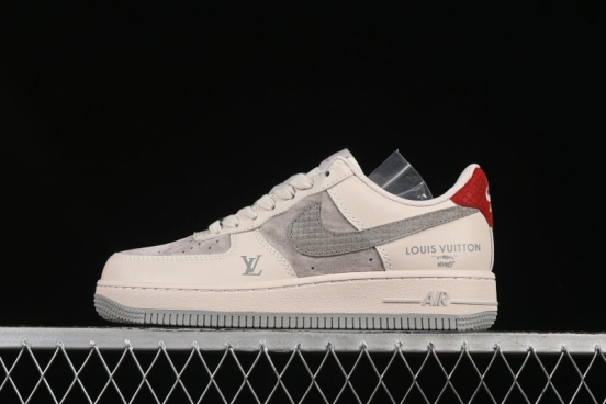 Nike Air Force 1 '07 Low LV Collaboration Beige Grey Snake Swoosh Casual Sneakers - XX3168-130