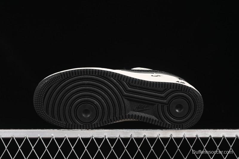 Nike Air Force 1'07 Low Stussy Collaboration Black Swoosh Casual Sneakers - HH7518-059