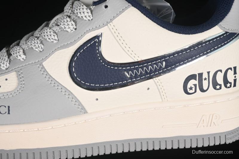 Nike Air Force 1 '07 Low Gucci Collaboration Grey Blue Swoosh Casual Sneakers - XS1958-543