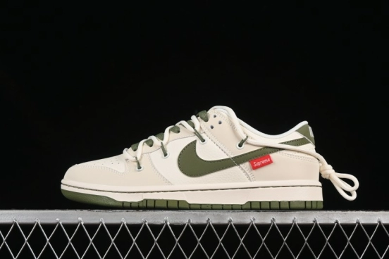 Nike SB Dunk Low Sup Anniversary Customized Low-Top Skateboarding Shoes with Strap and Green Swoosh - DM6868-090