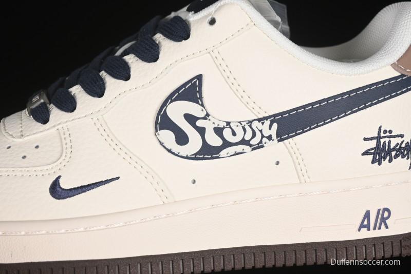 Nike Air Force 1 '07 Low Stussy Collaboration Cartoon Swoosh Casual Sneakers - ZH2598-309