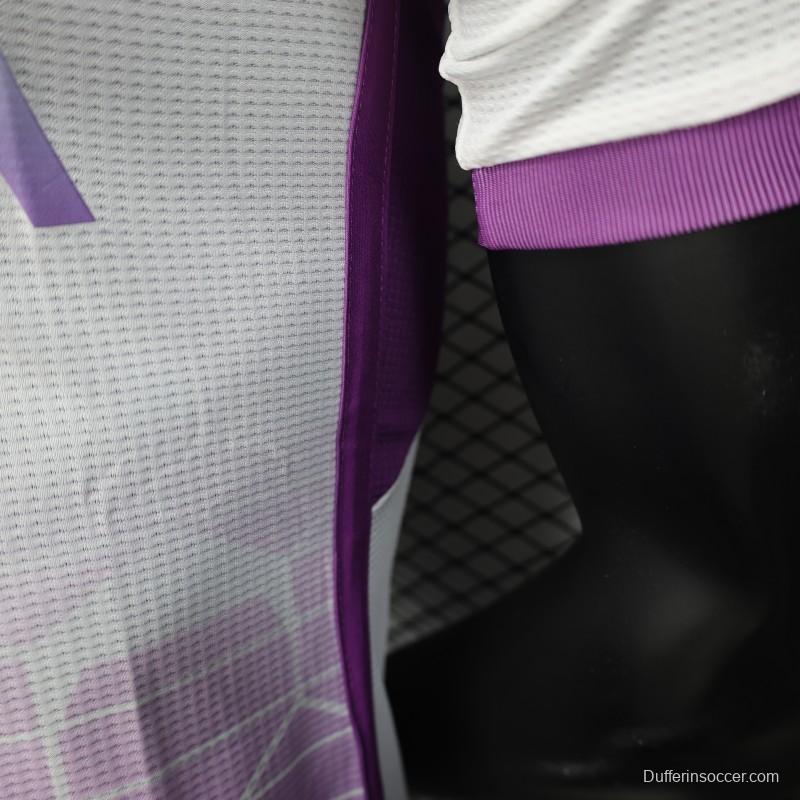 Player Version 2025 Algeria White with Purple Honeycomb Pattern Jersey