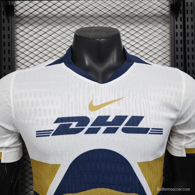 Player Version 25/26 Club America Away White with Navy and Gold Eagle Crest Jersey
