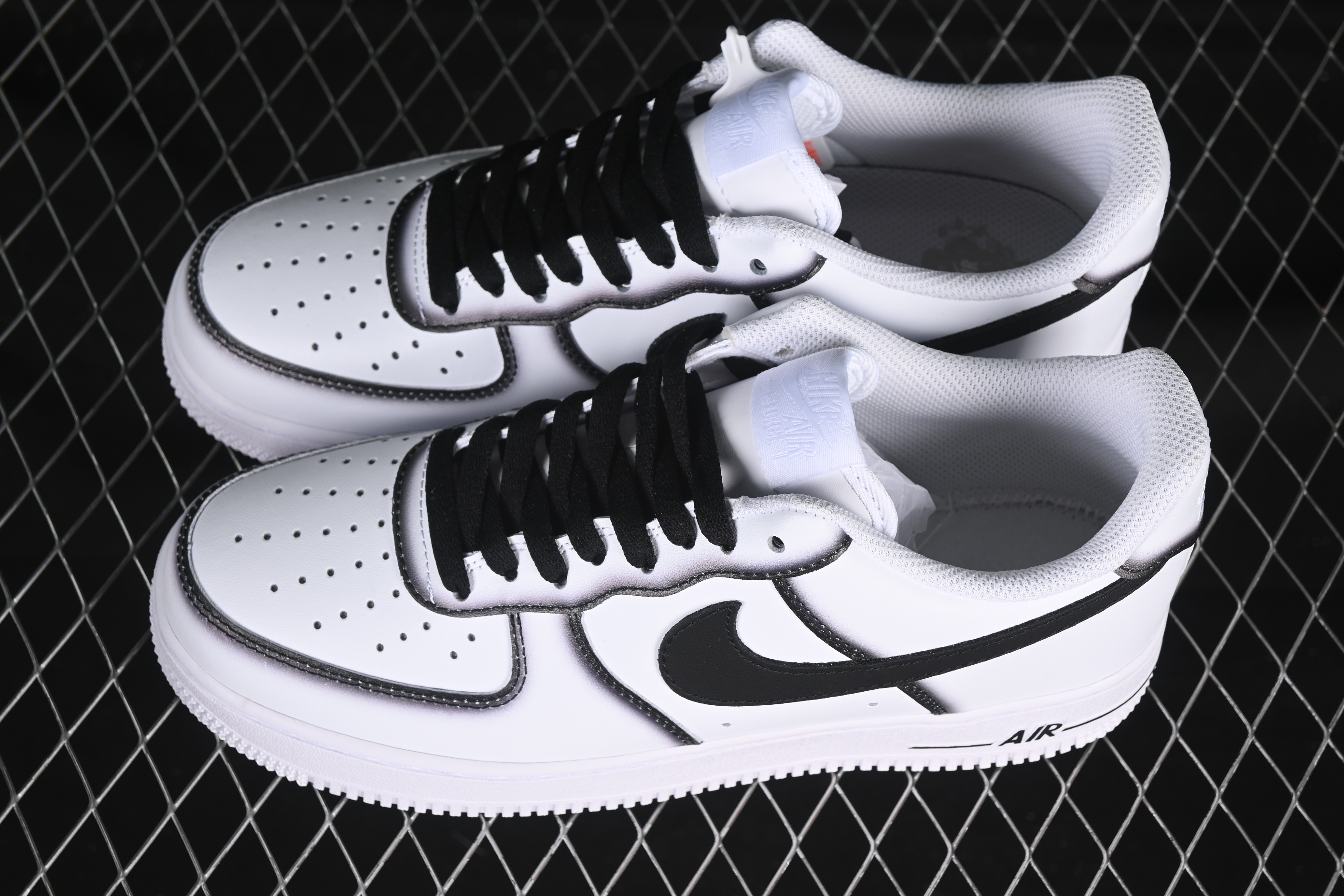 Nike Air Force 1'07 Low Casual Sneakers with Black Border, Green Swoosh & Gold Embroidery - ZH0316-075