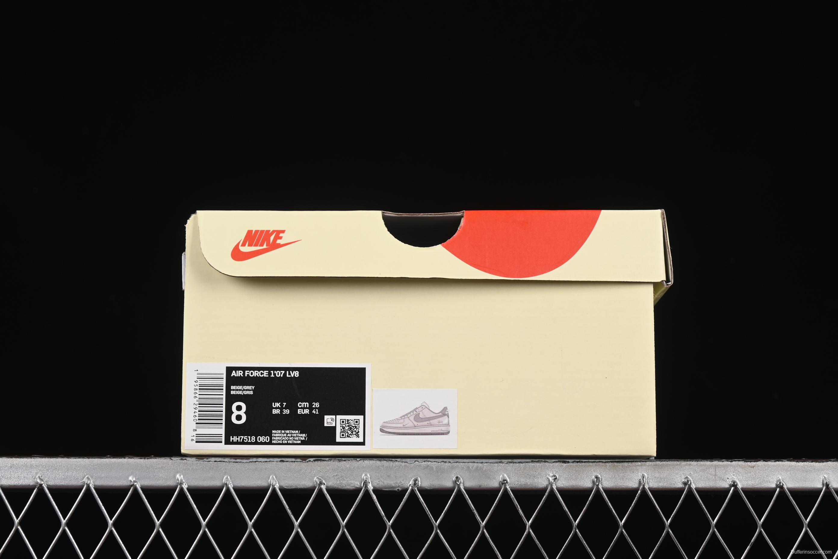 Nike Air Force 1'07 Low Stussy Collaboration Beige Mini Swoosh Casual Sneakers - HH7518-060