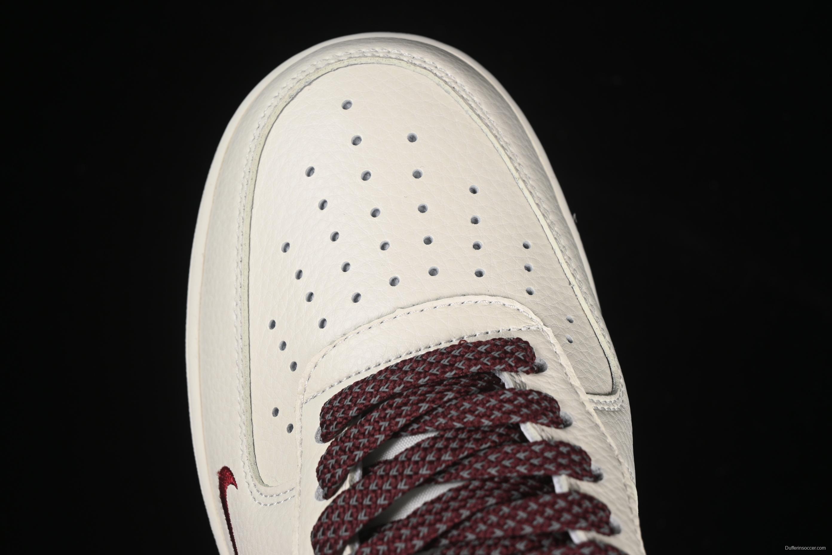 Nike Air Force 1'07 Low "Dream" Casual Sneakers with White Wine Red Swoosh - DR2024-105