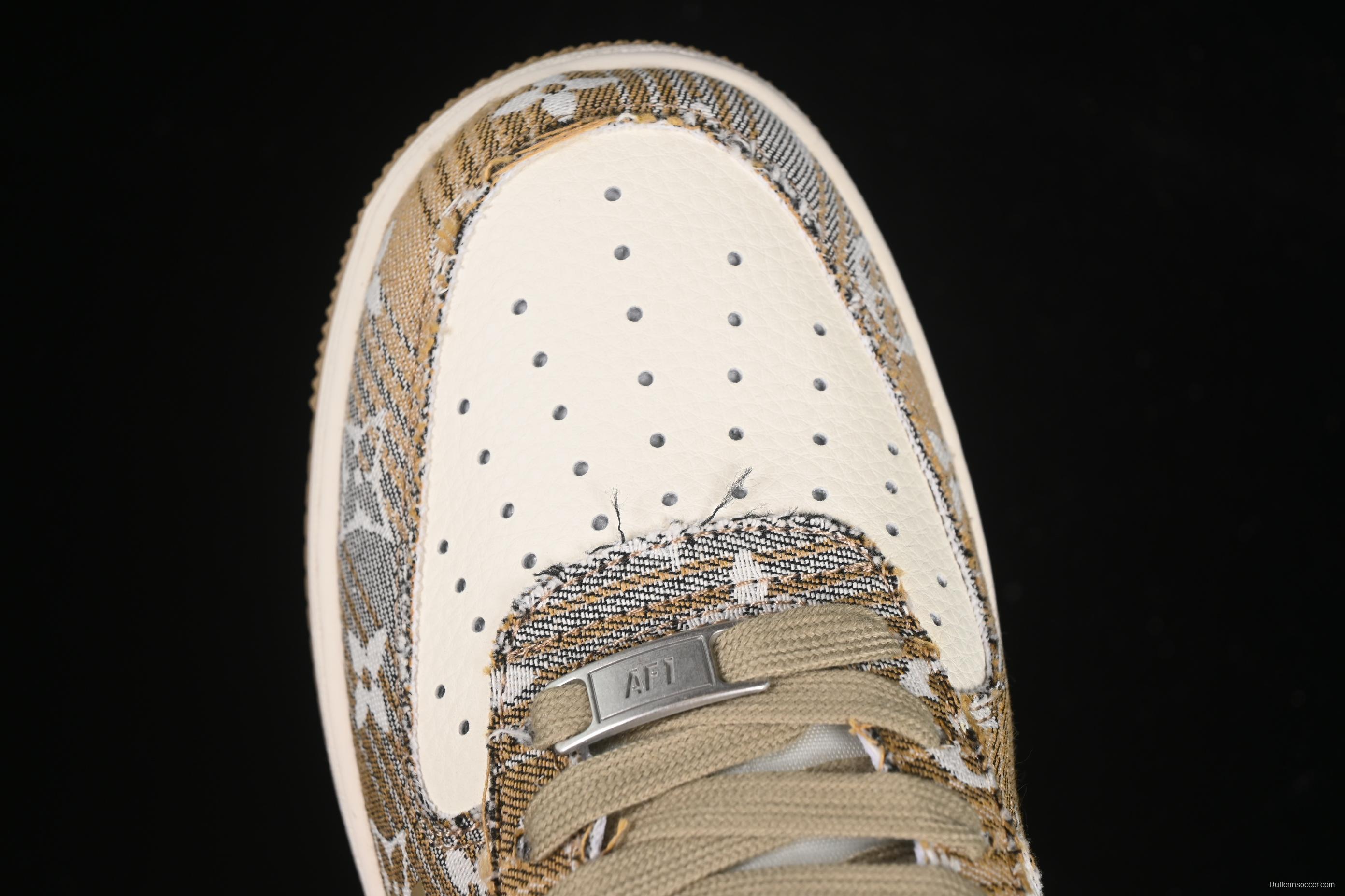 Nike Air Force 1'07 Low LV Collaboration Khaki Print Denim Casual Sneakers - XS1958-582