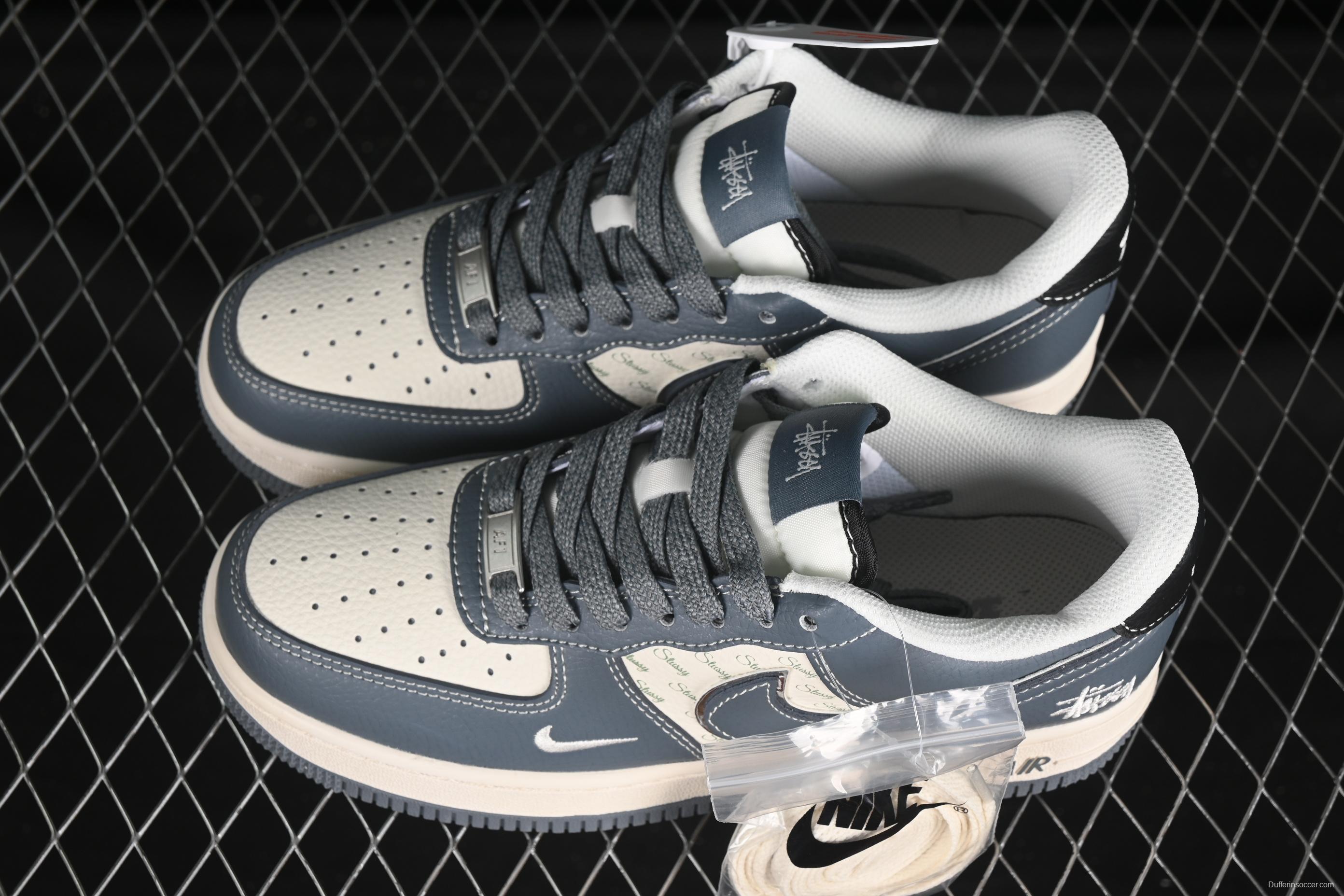 Nike Air Force 1 '07 Low Stussy Collaboration Grey Black Tail Low-Top Casual Sneakers - XS1958-553