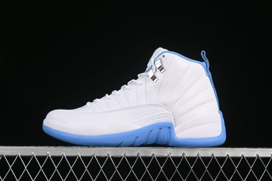 Nike Air Jordan 12 Retro Basketball Shoes in White University Blue - CT8013-112