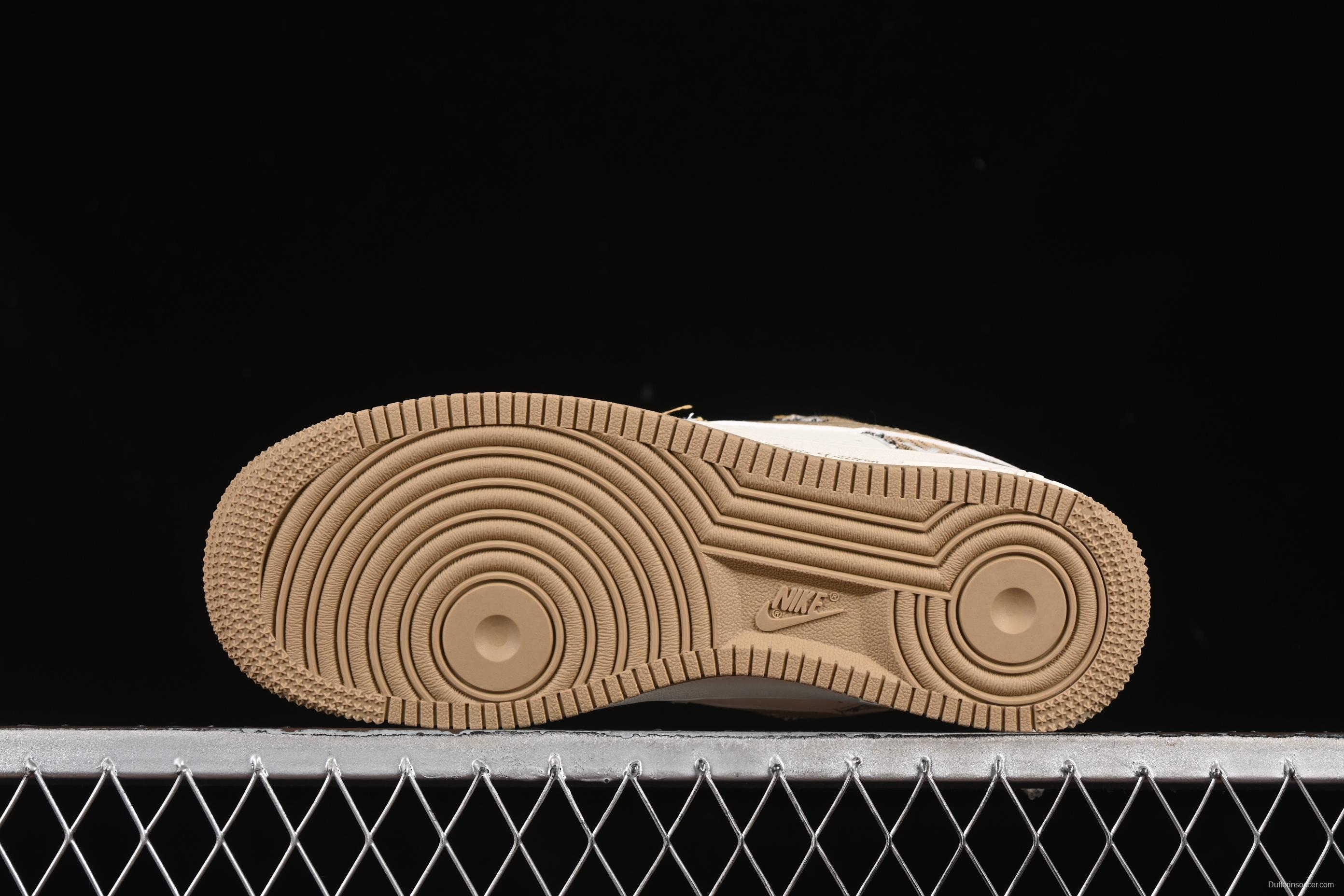 Nike Air Force 1'07 Low LV Collaboration Khaki Print Denim Casual Sneakers - XS1958-582