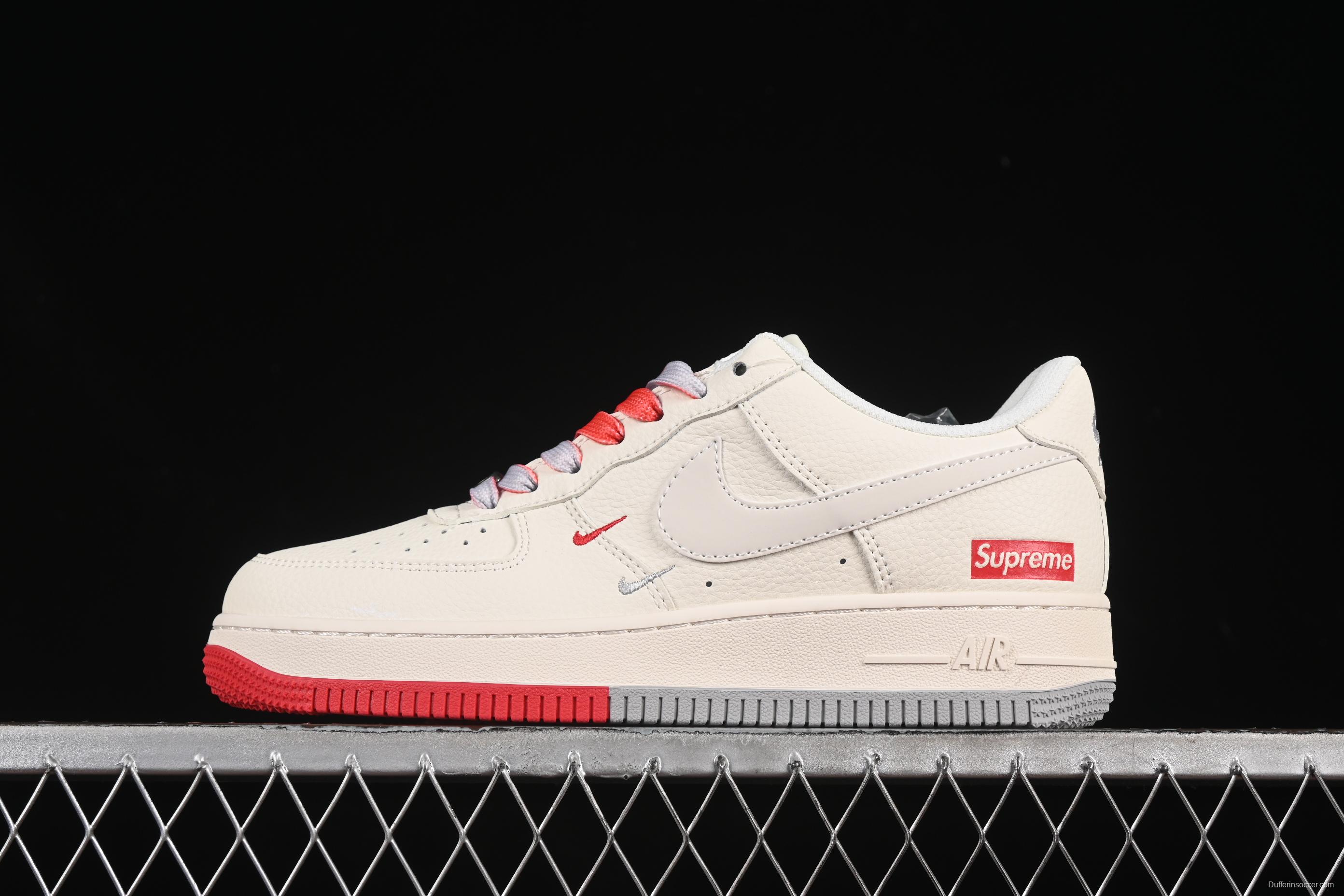 Nike Air Force 1 '07 Low Supreme Collaboration Two-Tone Red Grey Casual Sneakers - XX3168-157