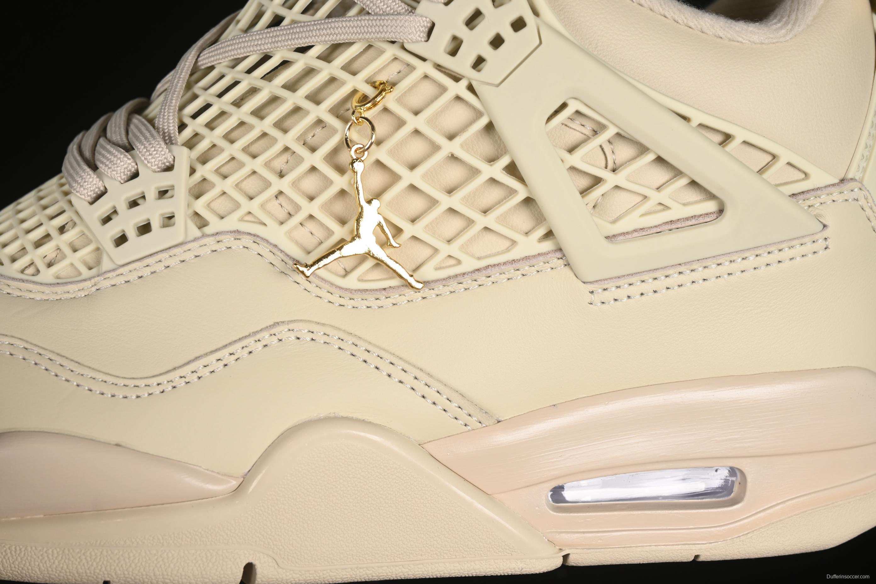 Nike Air Jordan 4 Retro Basketball Shoes in Rattan with NET Design - FN7251-200