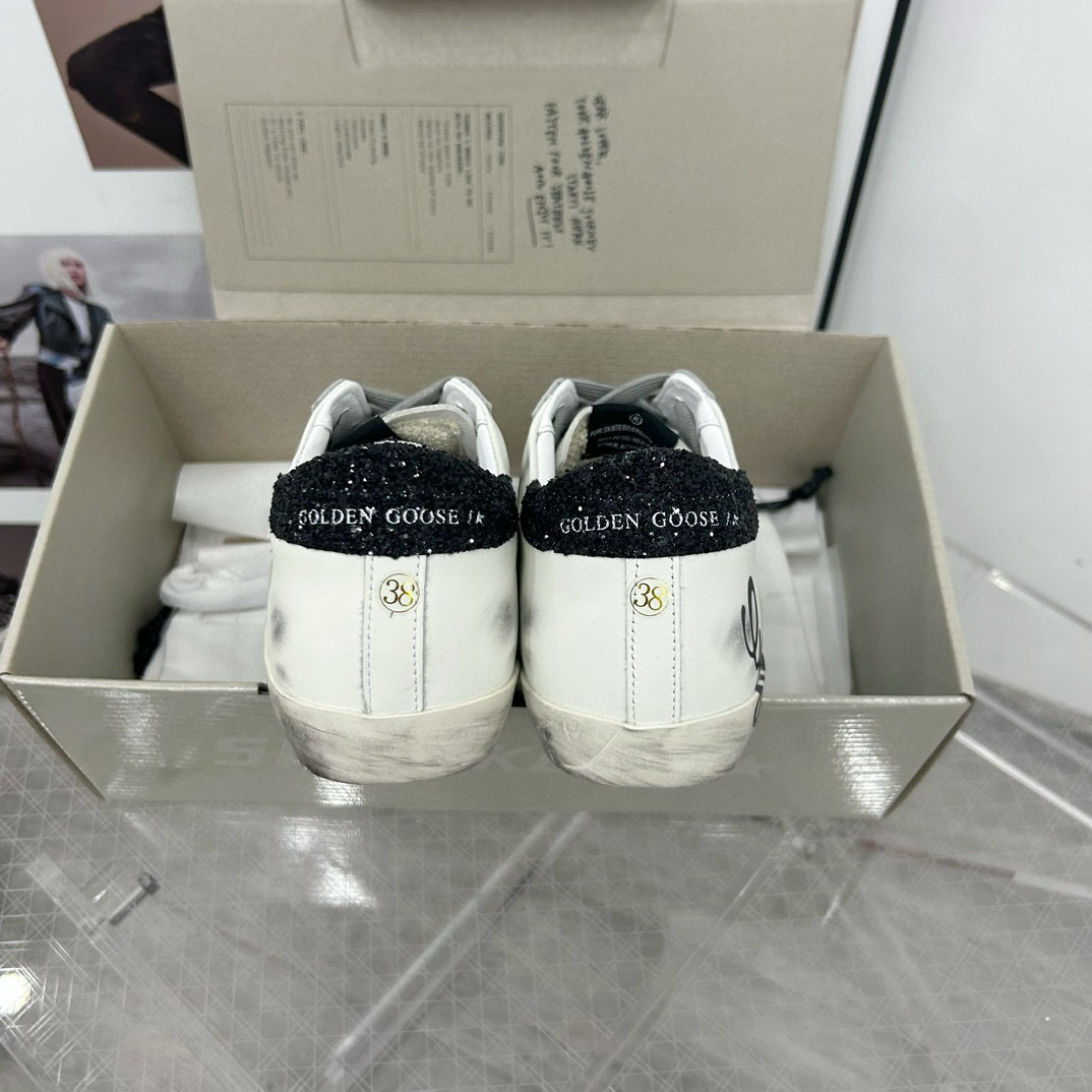2025 Unisex GGDB White Black Leather Sneakers