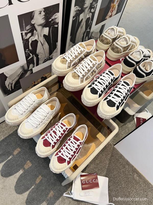2025 Women Gucci White Canvas Sneakers LY00360