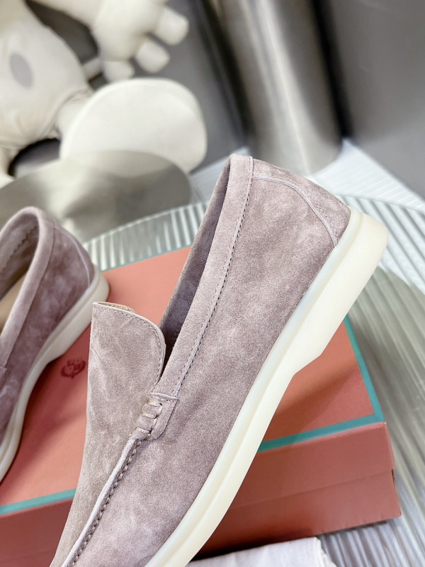 2025 Unisex Philipp Plein Taupe Calf Suede Loafers Soft Latex Sole LY00260