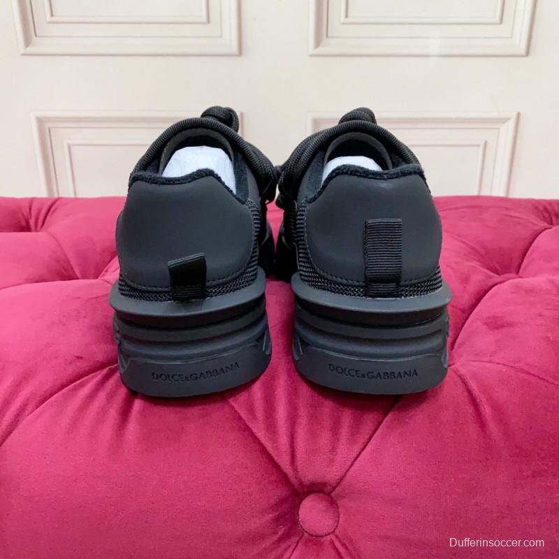 2025 Men Dolce & Gabbana Black Mesh Leather Sneakers