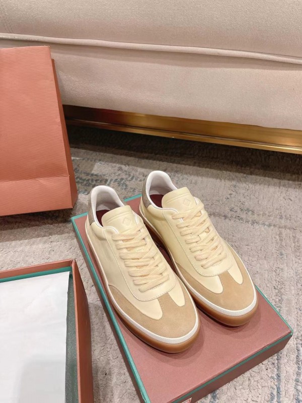2025 Unisex Le Parmentier Cream Beige Suede Leather Sneakers LY00320(F)/LY00330(M)