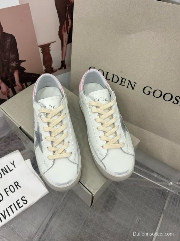 2025 Women GGDB White Pink Cowhide Leather Sneakers