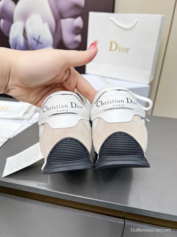 2025 Women Dior White Beige Leather Suede Sneakers KFY00290