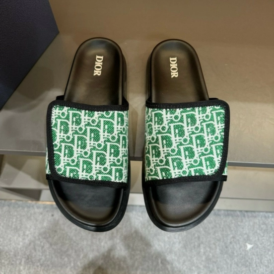2024 Dior Green White Fabric Slippers MJ00180