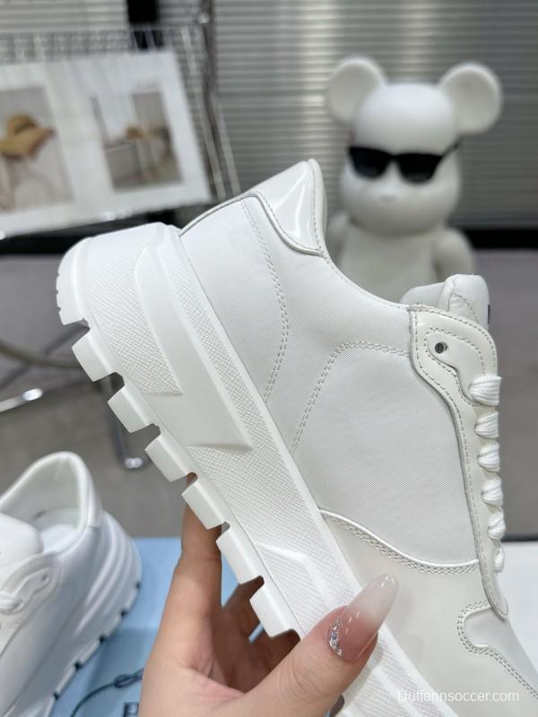 2025 Unisex Prada White Leather Sneakers KFY00310