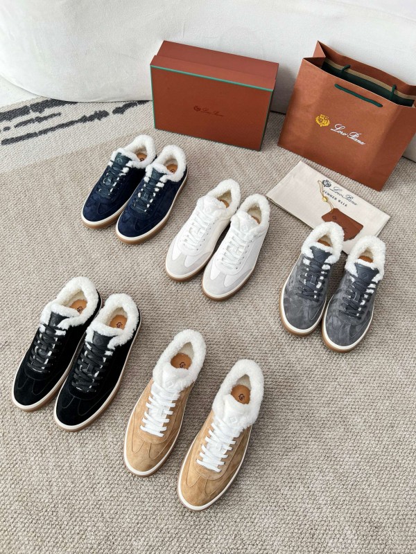 2024 Unisex Le Parmentier Black Suede Sheepskin Tennis Shoes MJ00350