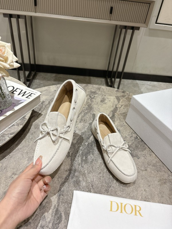 2025 Women Dior White Suede Loafers