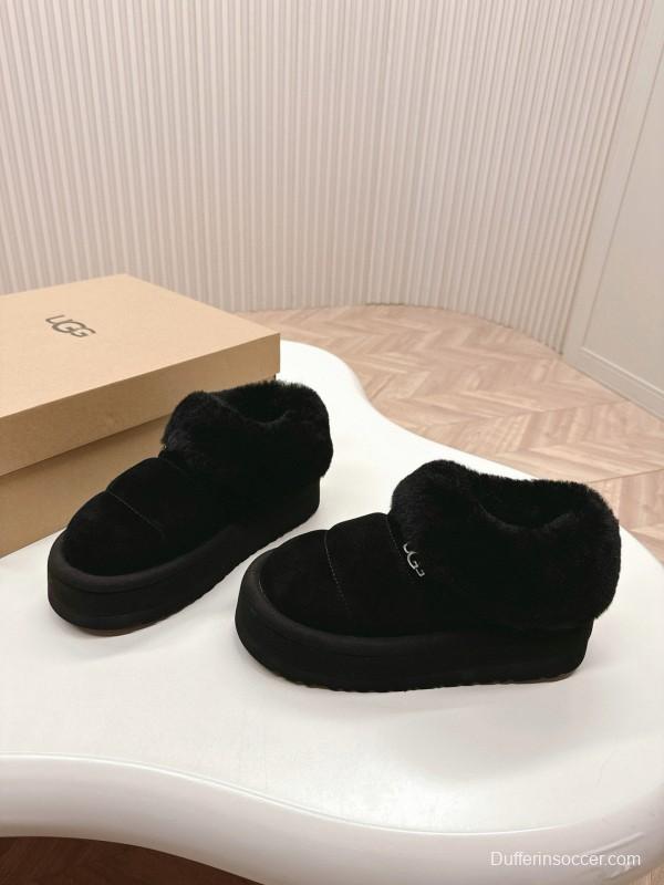 2024 UGG Black Suede Sheepskin Slippers