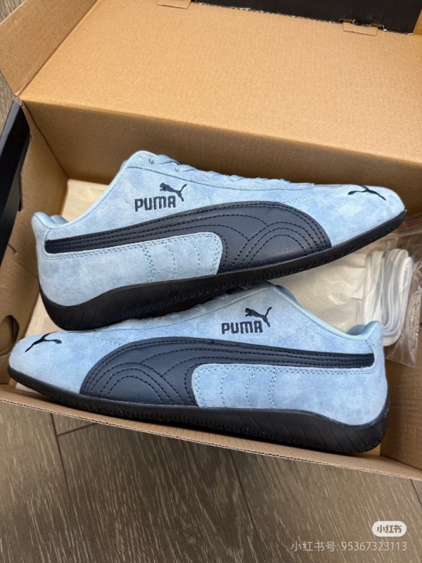 2025 Women Puma Light Blue Black Suede Casual Sneakers KFY00260