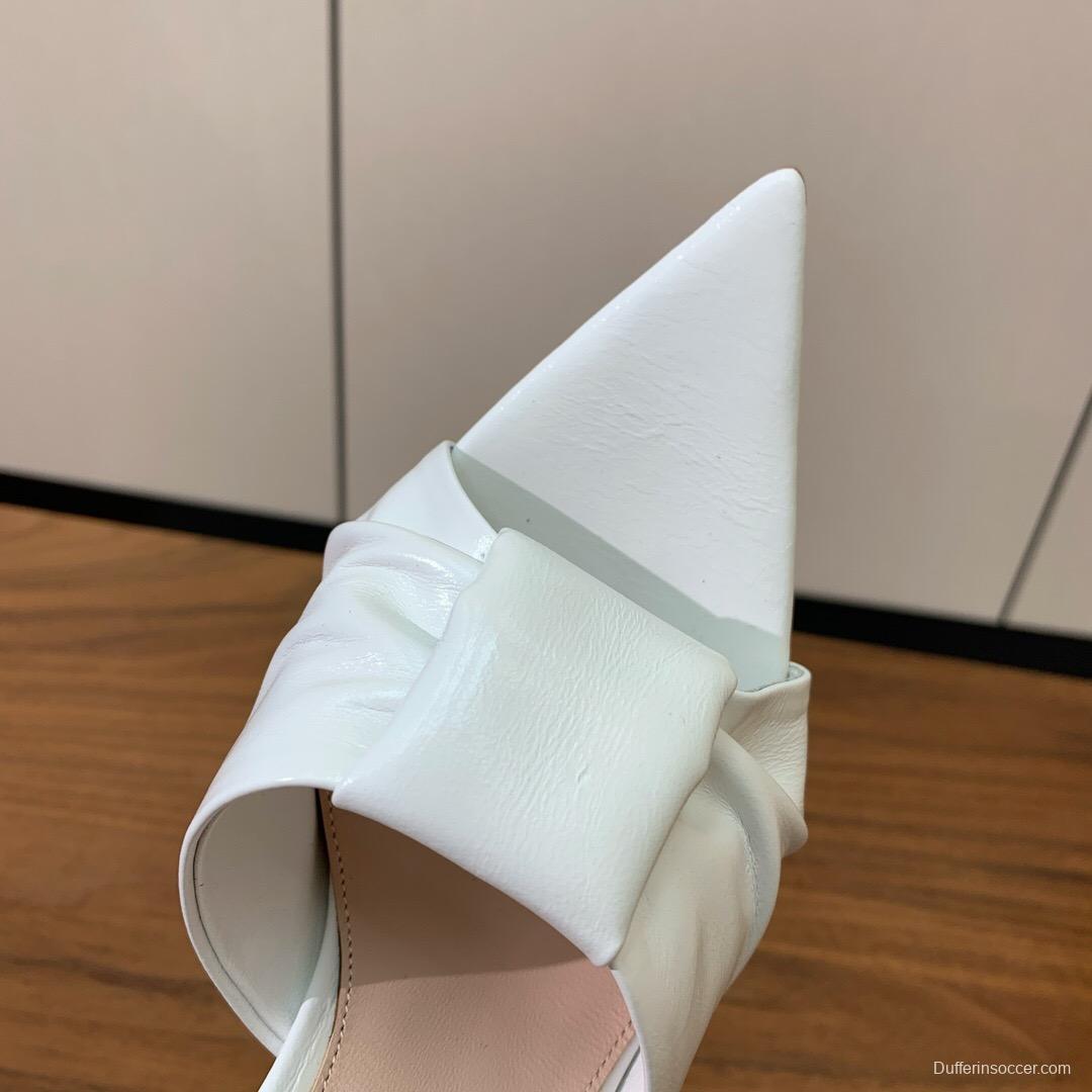 2025 Women Gianvito Rossi White Leather Pointed Toe High Heel Mule