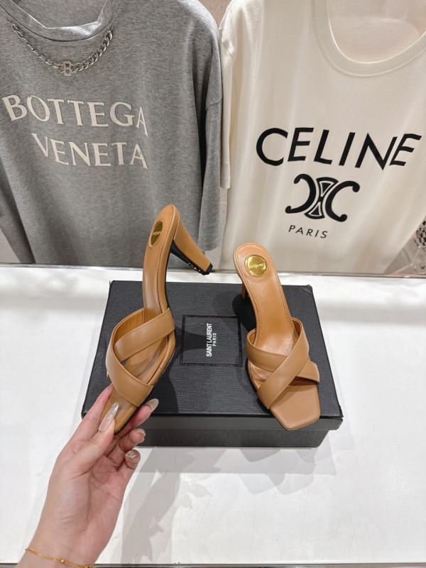 2025 Women Yves Saint Laurent Beige Leather High Heels