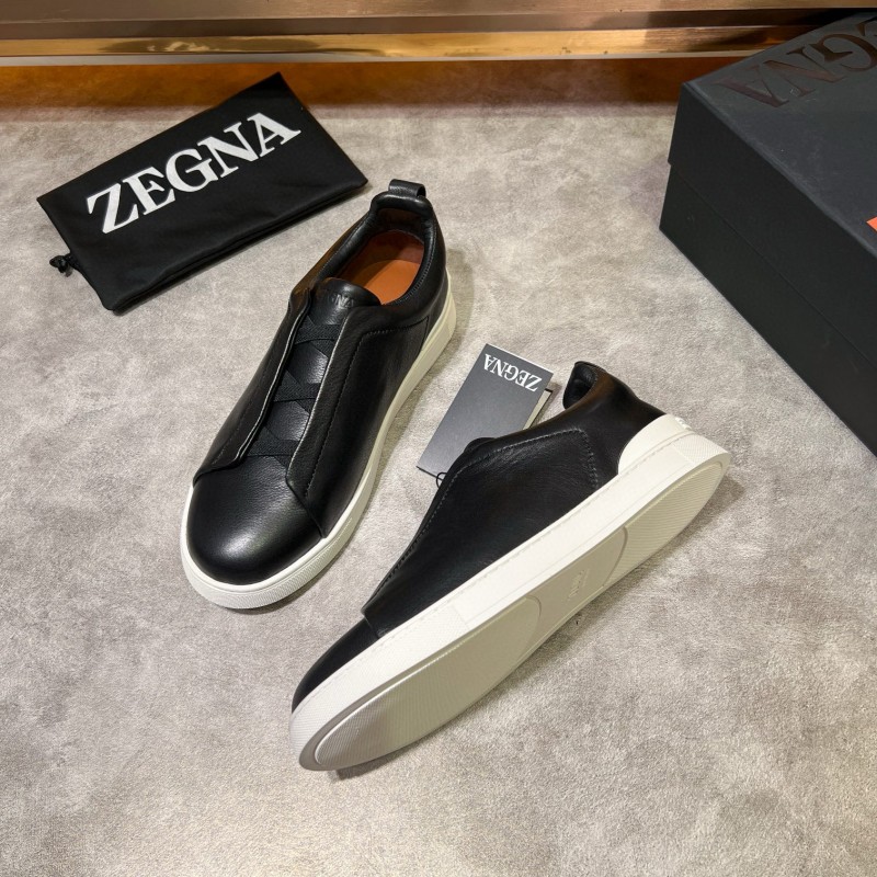2024 Men Ermenegildo Zegna Black Calfskin Sneakers